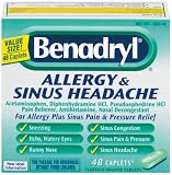 Benadryl Allergy Sinus & Headache Caplets, 48-Count Boxes (Pack of 2)