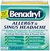 Benadryl Allergy Sinus & Headache Caplets, 48-Count Boxes (Pack of 2)
