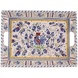 Le Cadeaux Melamine Dinnerware ~ Blue Rooster Italian Gallino Blu,LargeTray