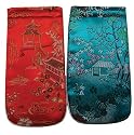 Chinese embroidered eyeglass cases - set of 2 assorted colors