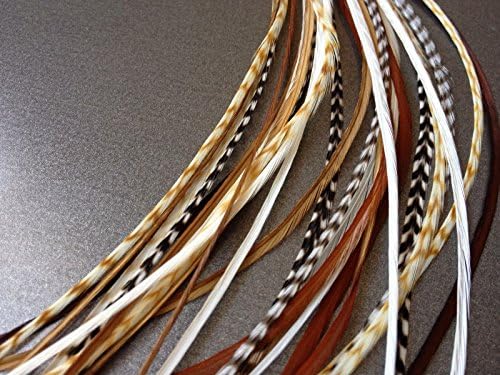 Feather Hair Extensions, 100% Real Rooster Feathers, 10 Long Thin Loose Individual Feathers, By Feather Lily