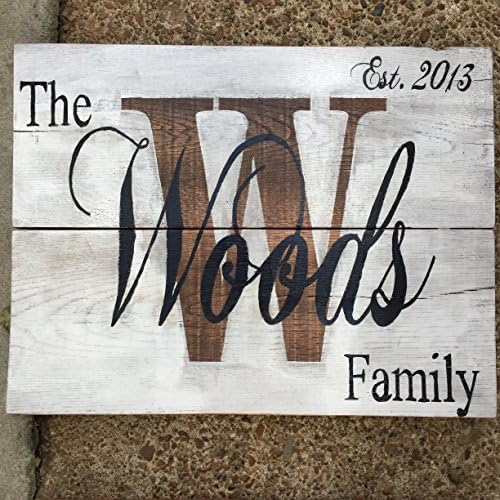 Family Name Plaque 20 x 16 - Personalized Hand Painted - Established Family Name Sign - Wedding Gift, Anniversary Gift, Engagement Gift, Housewarming Wood Wall Hanging Rustic Wall Decor