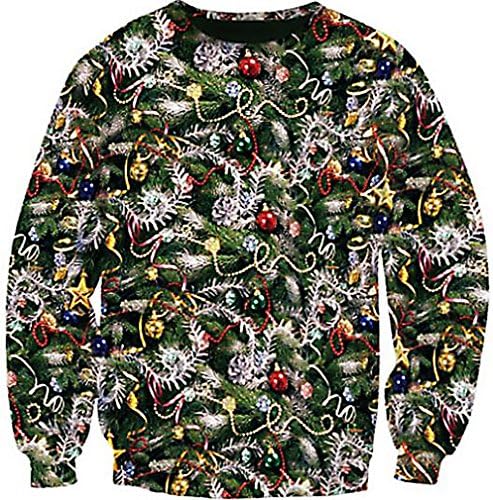Christmas Lady Women's Printed Sweater Tree Presents Stars Warm Pullover SW09
