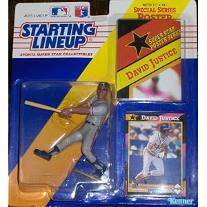 1991 - Kenner - Starting Lineup - MLB - Special Series - David Justice #23 - Atlanta Braves - Vintage Action Figure - w/ Trading Card & 11x14 Poster - Limited Edition - Collectible