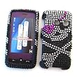 LG Rumor Touch LN510 (Sprint) Snap-on Protector Hard Case Rhinestone Cover "Pink Patch Crossbones" Design