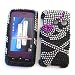 LG Rumor Touch LN510 (Sprint) Snap-on Protector Hard Case Rhinestone Cover "Pink Patch Crossbones" Design