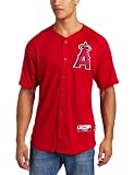 MLB Los Angeles Angels Adult Short Sleeve Authentic Button Front Batting Practice (Scarlet/Scarlet, X-Large)