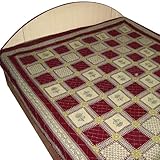 Embroidered Bedspreads Block Printed Red & Green Home Decor Queen Size