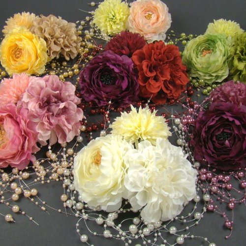 花コサージュ髪飾り4点セット