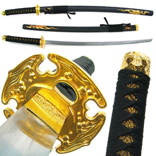 Trademark 20-84535 Flaming Samuarai Ninja Sword with Black Handle - 40 inches