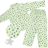 Green and Purple Heart Flannel Pajamas for Women