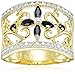 Amazon Collection Yellow Gold-Plated Sterling Silver Sapphire Flower Ring
