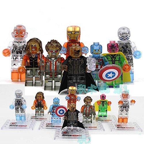 8MiniBlocks/set Crystal Translucent Vision/Nick/Mark/Scarlet/Wanda Minifigures Educational Toys DIY Building Blocks Brinks Size 4.5-5cm.