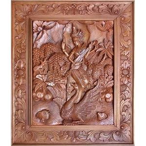 Wood relief panel, 'Goddess of the Arts'