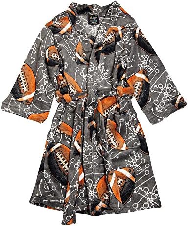 Fun Kidz - Big Boys Long Sleeve Plush Football Plays Robe, Charcoal 36456-7/8