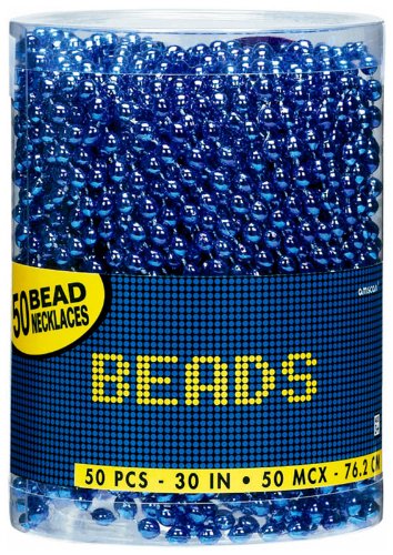 Amscan Oval Bead Party Necklaces, 30", 50 Pcs, Blue