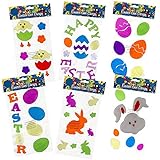 6 Easter Window Gel Clings; Includes: Bunnies, Eggs, Chicks, Flowers, Happy Easter and More!! Easter Decorations!
