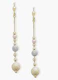 10 Karat Tri-Color Gold Satin & Diamond Cut Earrings