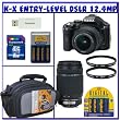Pentax K-x 12.4 MP Digital SLR w/ 18-55mm f/3.5-5.6 AL and 55-300mm f/4-5.8 ED Lenses (Black) + 8GB + UV + Case + Rapid AC Charger + 8PK Rechargeable Batteries