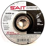 SAIT 20072 Type 27 5-Inch x 1/4-Inch x 7/8-Inch 12200 Max RPM A46N - Aluminum Depressed Center Grinding Wheels - 25 Pack