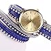 Sannysis Women Crystal Rivet Bracelet Quartz Braided Winding Wrap Wrist Watch blue