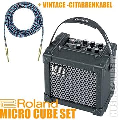 ROLAND Micro Cube SET inkl. 6m Vintage Kabel von Musik-Schubert - Batterie-Verst�rker mit Amp-Modeling - der beliebte Gitarrenverst�rker f�r unterwegs mit zahlreichen eingebauten BOSS-Effekten
