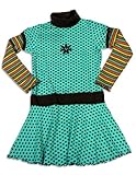 Mis Tee V-Us - Girls Long Sleeve Polka Dot Dress, Teal, Brown (Size 12)
