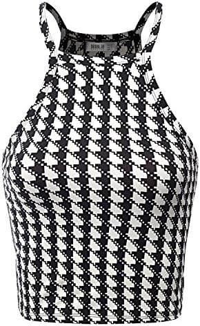 Doublju Double Racerback Various Color Comfy Fit PRINT65 Short Mini Top,M