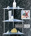 WENKO Magic-Loc Badablage - Acryl/Chrom - 3 Etagen Eckregal ohne Bohren - Bad Regal - Wandablage - Ablage für Duschbad, Shampoo usw.