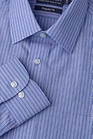 2 Longer Cotton Rich Quick Iron Striped Shirt