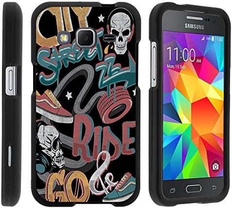 Core Prime, Stylish Personalized Protective Snap On Hard Case Phone Protector for Samsung Galaxy Core Prime G360 by MINITURTLE - City Street Ride Skulls