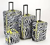 4 Pc Rockland Lime Zebra Luggage Set By Fox Luggage