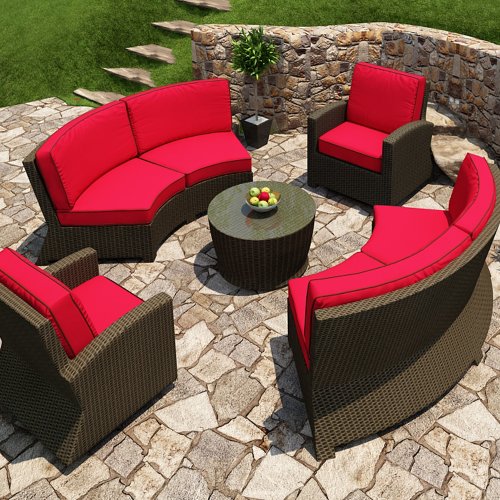 Barbados Sectional Sunbrella Cushions FP BAR 5SEC EB FB