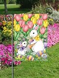 Bunnies & Tulips Mini Flag