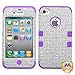 MYBAT IPHONE4AVHPCTUFFDMS014NP Premium TUFF Diamante Case for iPhone 4 - 1 Pack - Retail Packaging - Silver Diamante/Electric Purple