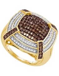 0.75CTW COGNAC DIAMOND MICRO-PAVE RING
