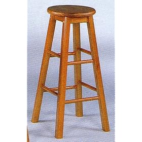 Set of 2 Traditional 29H Oak Finish Wood Bar Stools by visiondecor Furniture