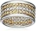 Amazon Essentials Rhodium and Yellow Gold Plated Sterling Silver 3-Row Ring, (previously Amazon Collection)