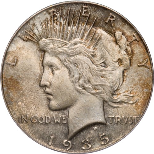 1935 $1 PCGS MS64 Peace Liberty Head Silver Dollar-image