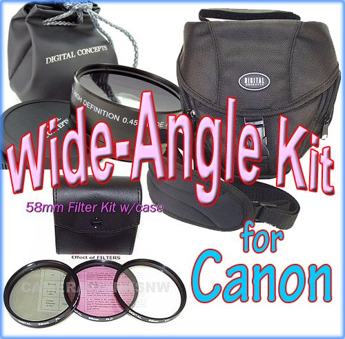 Wide-Angle Kit for CANON Rebel XTi,XS,XSi,T2i,T3 dSLR and 18-55mm Lens