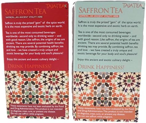 Saffron Infusions TaJa Tea Bundle - Two Items One Box of Saffron &amp; Mango Green Tea and One Box Saffron &amp; Red Roobios Green Tea