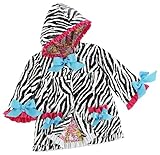 Mud Pie Wild Child Zebra Rain Coat, Black/White/Blue/Pink, 12-18 Months