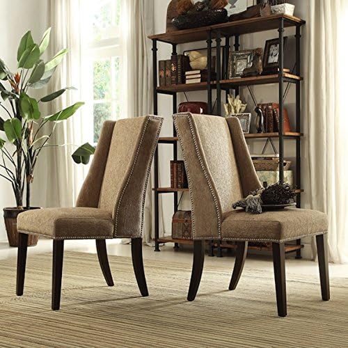 INSPIRE Q Geneva Tan Chenille Wingback Hostess Living Room Chairs (Set of 2)