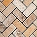 Andean Cream Peruvian Travertine Herringbone Tumbled Mosaic Tile - 6