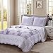 Cozy Line Home Fashions Love of Lilac Bedding Quilt Set, Light Purple Orchid Lavender Floral Real Patchwork 100% Cotton Reversible Coverlet, Bedspread, Gifts for Girls Women (Lilac, King - 3 Piece)