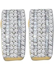 14K Yellow Gold 0.93CT Round & Baguette Diamond Fashion Earrings