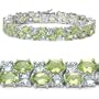 22.70 Carat Genuine Peridot & Blue Topaz Silver Bracelet