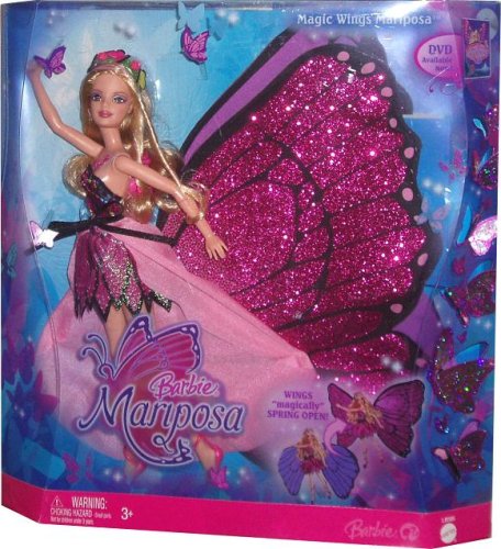 61DJJZ3zb L Barbie 2008 Mariposa 12 Inch Doll   Magic Wings Mariposa with Wings That Magically Spring Open