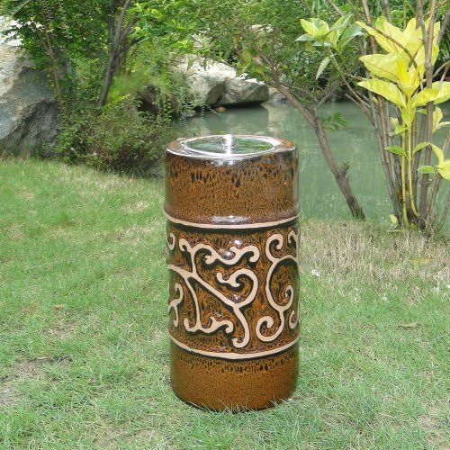 Etruscan Ceramic Fire Pot - 9" H - Chestnut Orange finish