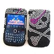 BlackBerry Curve 3G 9300 (T-Mobile) & Gemini Curve 8520 & 8530 Snap-on Protector Hard Case Rhinestone Cover "Pink Patch Crossbones" Design